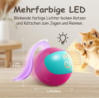 Migipaws interaktív macska játék szett, automatikus gördülő labda, fluffy farokkal, egérrel, rózsaszín 5