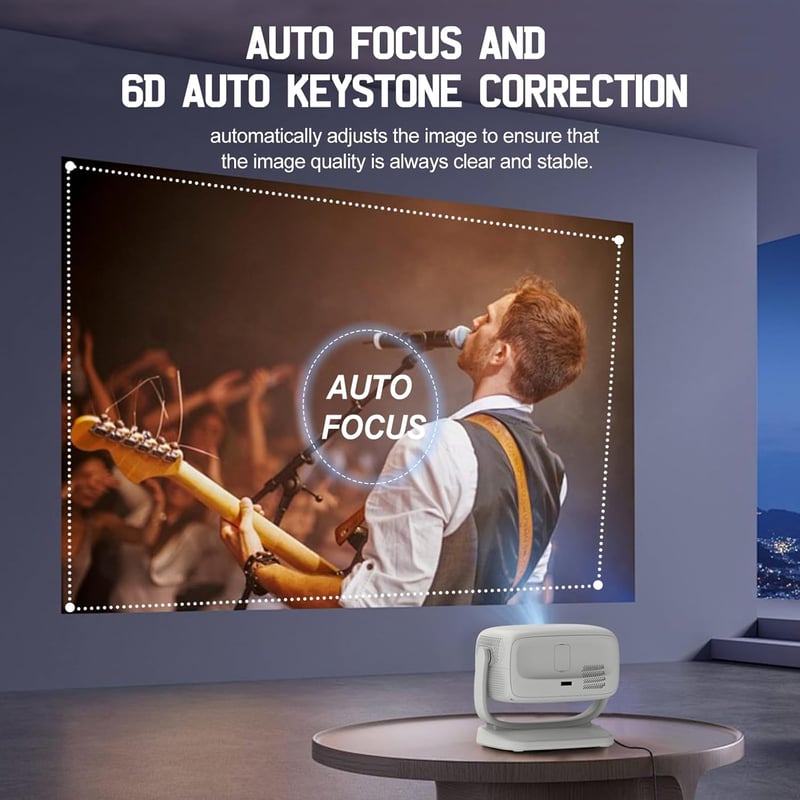 MIGOUFIT A8 Hordozható Mini Projektor 1080P Natív Felbontással, 4K Támogatással, Autofókusszal, 5G WiFi, Bluetooth 5.2, 600 ANSI Lumen, Otth