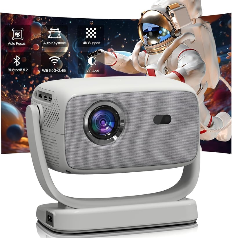 MIGOUFIT A8 Hordozható Mini Projektor 1080P Natív Felbontással, 4K Támogatással, Autofókusszal, 5G WiFi, Bluetooth 5.2, 600 ANSI Lumen, Otth