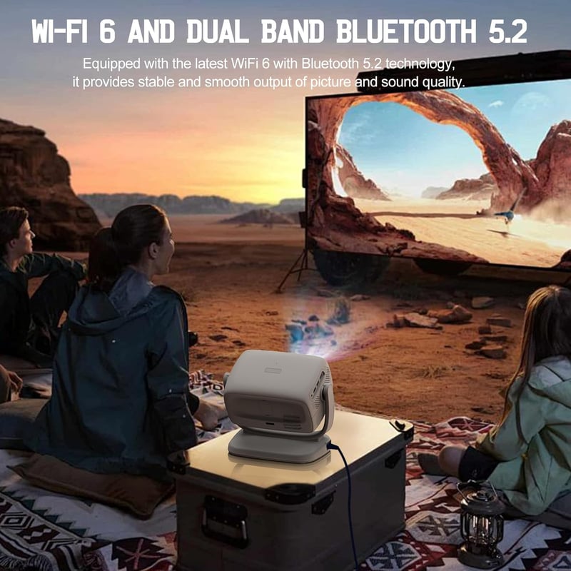 MIGOUFIT A8 Hordozható Mini Projektor 1080P Natív Felbontással, 4K Támogatással, Autofókusszal, 5G WiFi, Bluetooth 5.2, 600 ANSI Lumen, Otth