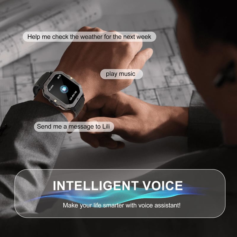 MIGOUFIT C28 Férfi Okosóra Bluetooth Hívással, 2.02" Érintőkijelzővel, 100+ Sportmóddal, Pulzusmérővel, Alvásfigyelővel, 1ATM Vízálló, Andro