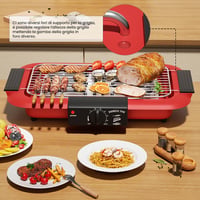 Mihoho 2000 W piros füstmentes elektromos grill tapadásmentes rács beltéri kültéri hordozható dupla csöves BBQ sütő 5
