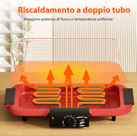 Mihoho 2000 W piros füstmentes elektromos grill tapadásmentes rács beltéri kültéri hordozható dupla csöves BBQ sütő 4