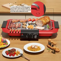 Mihoho elektromos grillsütő, füstmentes, tapadásmentes, 2000 W - piros 5
