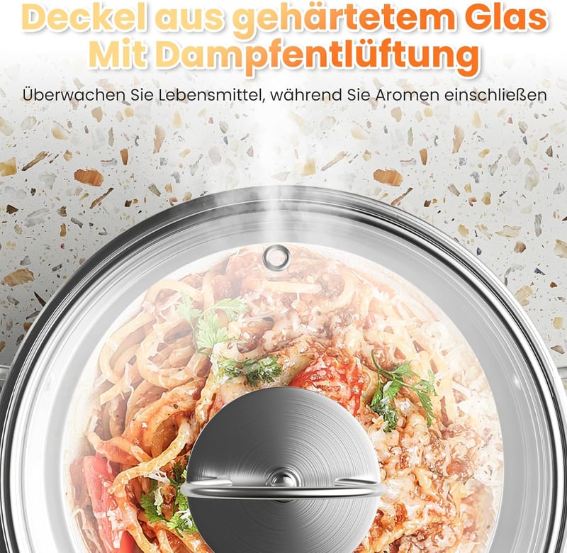 Mihoho 12 részes rozsdamentes edénykészlet indukcióhoz üvegfedővel