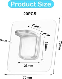 MIHURO 20db Öntapadós Polctartó Konzol 7x7cm Fúrás Nélkül Szekrénybe 2