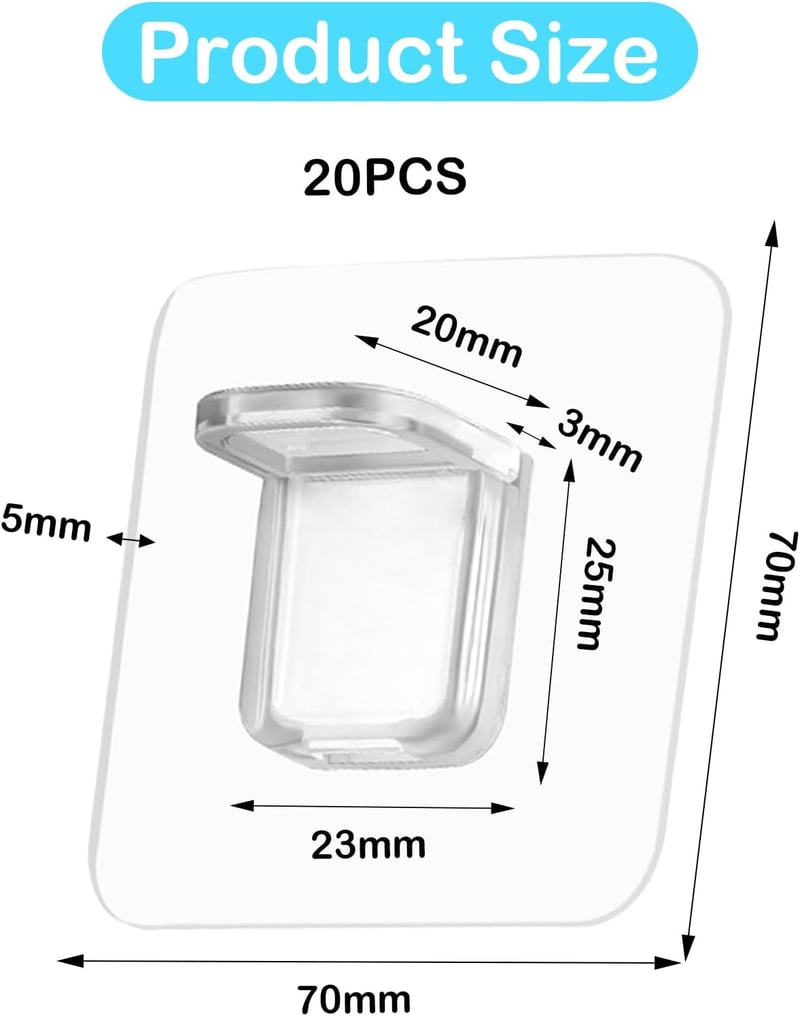 MIHURO 20db Öntapadós Polctartó Konzol 7x7cm Fúrás Nélkül Szekrénybe