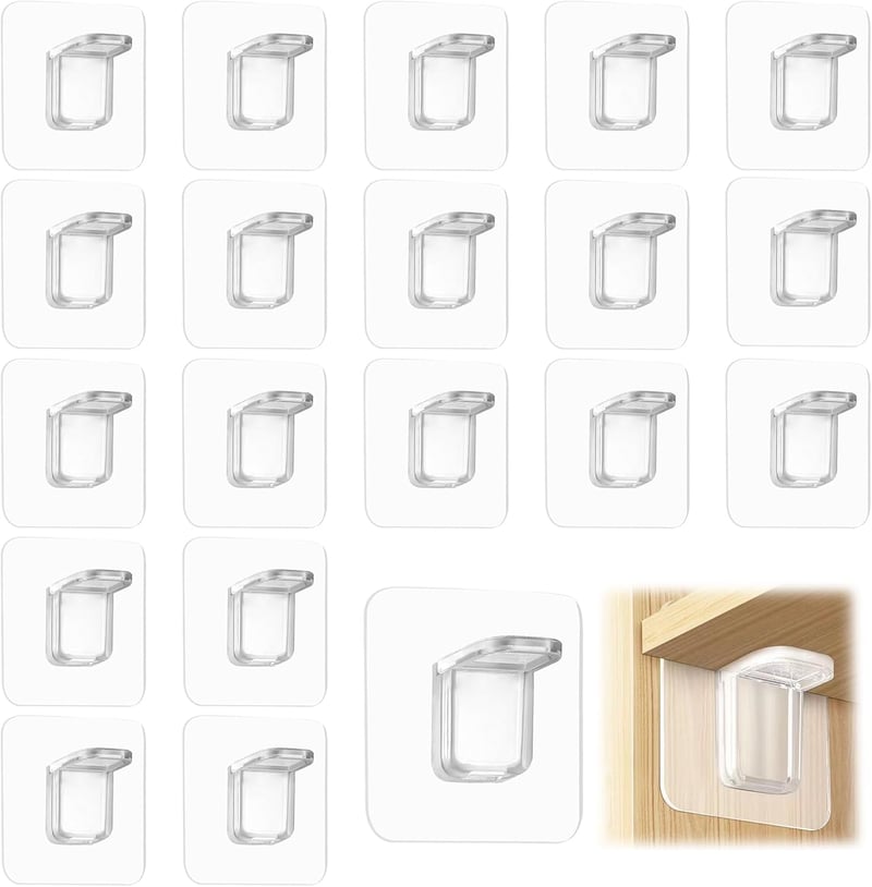 MIHURO 20db Öntapadós Polctartó Konzol 7x7cm Fúrás Nélkül Szekrénybe