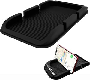 Tavă auto 3 în 1 pentru bord MIHURO cu inserție antiderapantă neagră, suport pentru telefon mobil și utilizare multifuncțională acasă