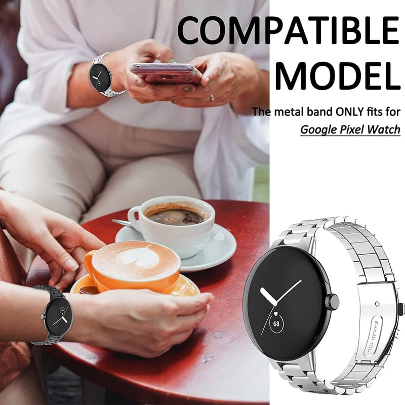 Miimall Fém Óraszíj Google Pixel Watch 1/2/3/4 41mm Kompatibilis Rozsdamentes Acél Dupla Csatos Állítható Szíj Ezüst