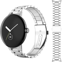 Miimall Fém Óraszíj Google Pixel Watch 1/2/3/4 41mm Kompatibilis Rozsdamentes Acél Dupla Csatos Állítható Szíj Ezüst 1