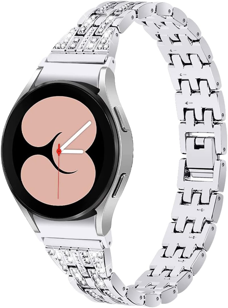 Miimall Női Strasszkő Fém Karkötő Samsung Galaxy Watch 4 40mm 44mm Cserélhető Szíj 20mm Kristály Díszítéssel