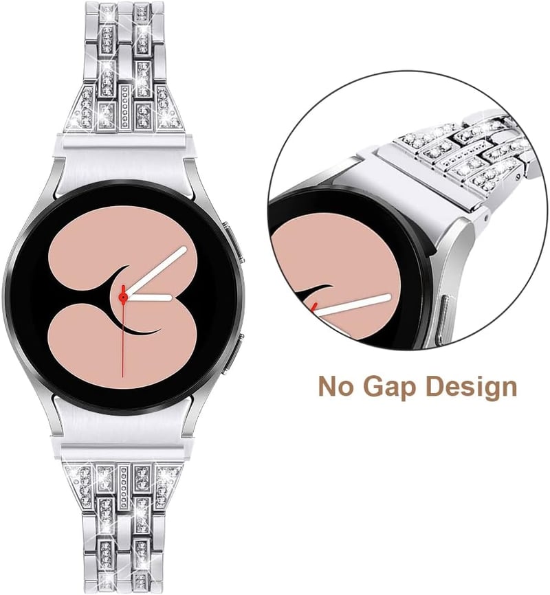 Miimall Női Strasszkő Fém Karkötő Samsung Galaxy Watch 4 40mm 44mm Cserélhető Szíj 20mm Kristály Díszítéssel