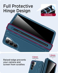 Miimall puzdro na Samsung Galaxy Z Fold 6 s držiakom na S-Pen, ochranným sklom na ochranu súkromia, vojenskou úrovňou odolnosti voči nárazom, ochranou pántu a stojanom, tmavomodré 5