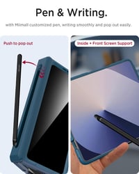 Miimall puzdro na Samsung Galaxy Z Fold 6 s držiakom na S-Pen, ochranným sklom na ochranu súkromia, vojenskou úrovňou odolnosti voči nárazom, ochranou pántu a stojanom, tmavomodré 4