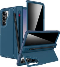 Miimall puzdro na Samsung Galaxy Z Fold 6 s držiakom na S-Pen, ochranným sklom na ochranu súkromia, vojenskou úrovňou odolnosti voči nárazom, ochranou pántu a stojanom, tmavomodré 1