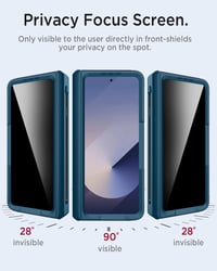 Miimall puzdro na Samsung Galaxy Z Fold 6 s držiakom na S-Pen, ochranným sklom na ochranu súkromia, vojenskou úrovňou odolnosti voči nárazom, ochranou pántu a stojanom, tmavomodré 2
