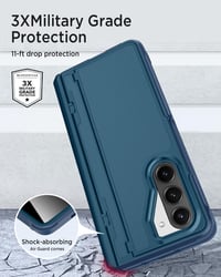 Miimall puzdro na Samsung Galaxy Z Fold 6 s držiakom na S-Pen, ochranným sklom na ochranu súkromia, vojenskou úrovňou odolnosti voči nárazom, ochranou pántu a stojanom, tmavomodré 6