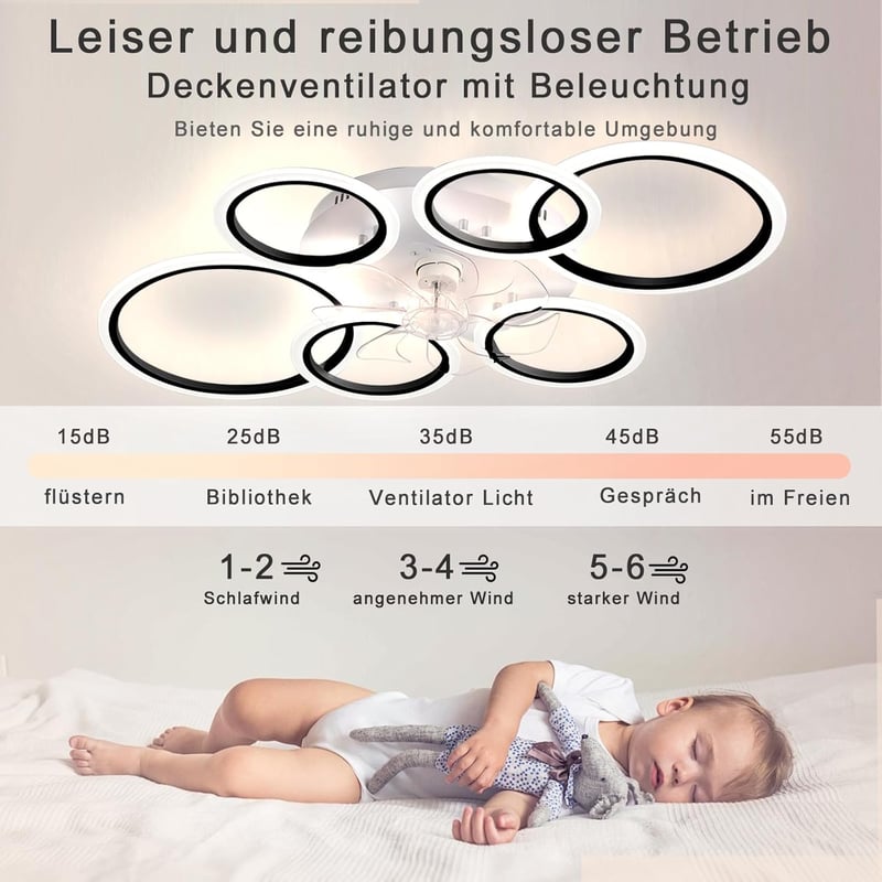 MiiR 110 cm LED mennyezeti ventilátor lámpa távirányítóval és app vezérléssel