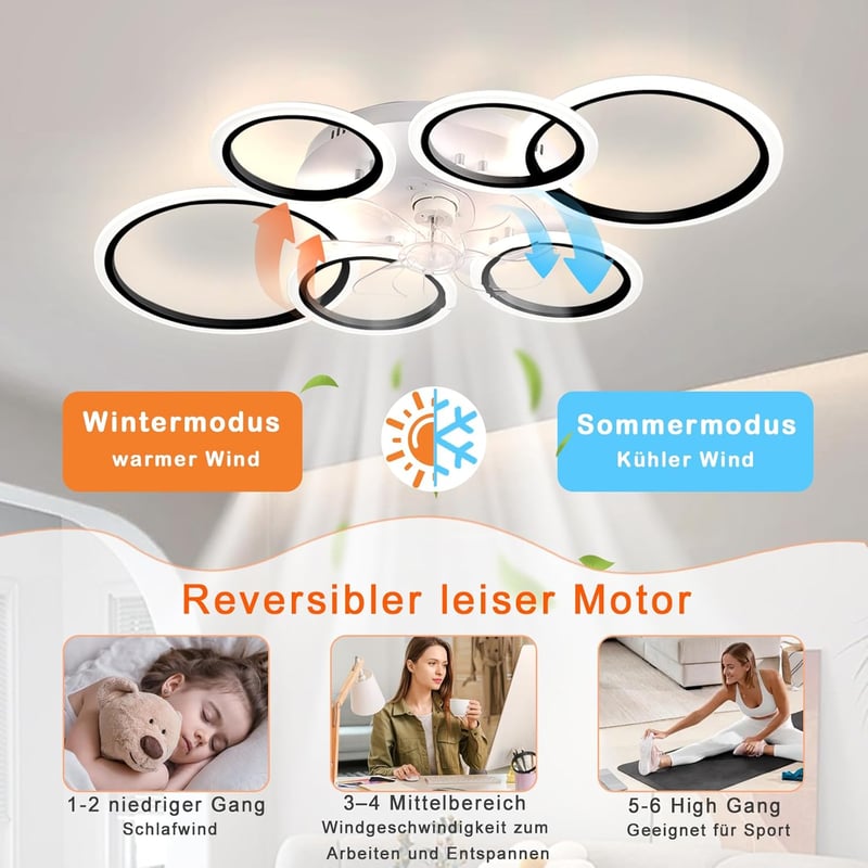MiiR 110 cm LED mennyezeti ventilátor lámpa távirányítóval és app vezérléssel