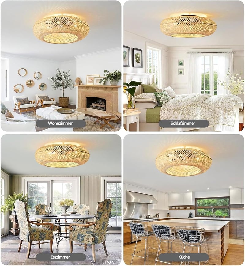 MiiR Bambusz Mennyezeti Ventilátor Lámpával, Távirányítóval, 6 Fokozat, Csendes