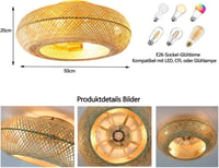 MiiR Bambusz Mennyezeti Ventilátor Lámpával, Távirányítóval, 6 Fokozat 4