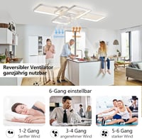 MiiR LED mennyezeti lámpa ventilátor 80W távirányítóval, 6 fokozat, halványítható - 72cm, White 2
