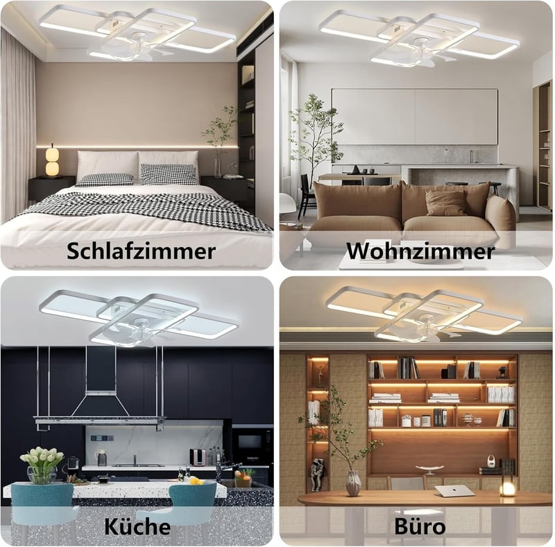 MiiR LED mennyezeti lámpa ventilátor 80W távirányítóval, 6 fokozat, halványítható - 72cm, White