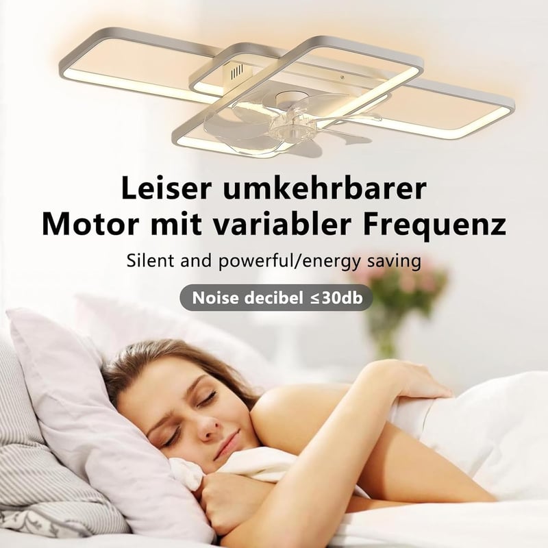 MiiR LED mennyezeti lámpa ventilátor 80W távirányítóval, 6 fokozat, halványítható - 72cm, White