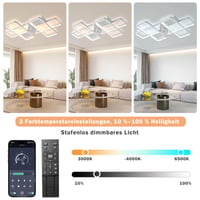 Stropný ventilátor MiiR s LED osvetlením, 85 W, diaľkové ovládanie, stmievateľný, 6 rýchlostí, biely, 90 cm, do obývačky, spálne, kuchyne 3