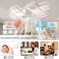 Stropný ventilátor MiiR s LED osvetlením, 85 W, diaľkové ovládanie, stmievateľný, 6 rýchlostí, biely, 90 cm, do obývačky, spálne, kuchyne 2