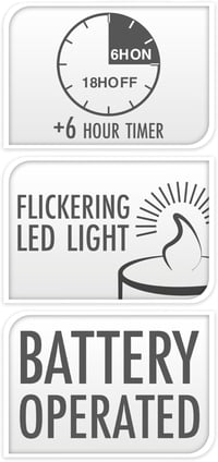 MIJOMA LED Gyertya Üveggel, Meleg Fehér Lánghatás, 6/18 Órás Időzítő, Elemmel Működő 6