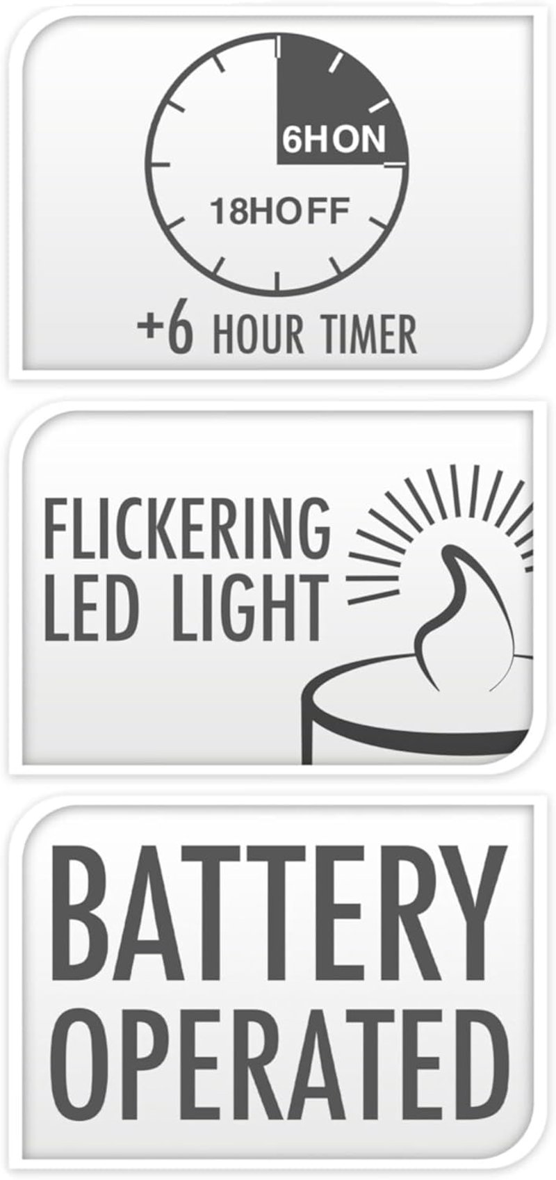 MIJOMA LED Gyertya Üveggel, Meleg Fehér Lánghatás, 6/18 Órás Időzítő, Elemmel Működő