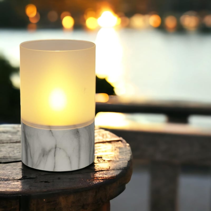 MIJOMA LED Gyertya Üveggel, Meleg Fehér Lánghatás, 6/18 Órás Időzítő, Elemmel Működő