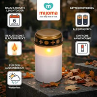 MIJOMA LED nadgrobni lampion bijeli, set od 3 komada za vanjsku upotrebu, na baterije, s efektom treperenja, za grobove i spomen-mjesta 4