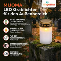 MIJOMA LED nadgrobni lampion bijeli, set od 3 komada za vanjsku upotrebu, na baterije, s efektom treperenja, za grobove i spomen-mjesta 7