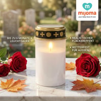 MIJOMA LED nadgrobni lampion bijeli, set od 3 komada za vanjsku upotrebu, na baterije, s efektom treperenja, za grobove i spomen-mjesta 6