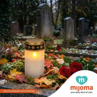 MIJOMA LED nadgrobni lampion bijeli, set od 3 komada za vanjsku upotrebu, na baterije, s efektom treperenja, za grobove i spomen-mjesta 9