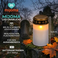 MIJOMA LED nadgrobni lampion bijeli, set od 3 komada za vanjsku upotrebu, na baterije, s efektom treperenja, za grobove i spomen-mjesta 8