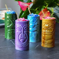 mikamax Tiki Mugs kerámia koktélos pohár szett – 4 db – 29 x 8 x 15 cm – Tiki bár poharak Pina Colada italokhoz 8