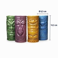 mikamax Tiki Mugs kerámia koktélos pohár szett – 4 db – 29 x 8 x 15 cm – Tiki bár poharak Pina Colada italokhoz 4