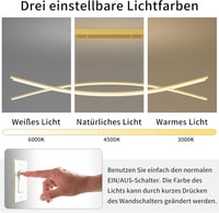 Mikeru 120 cm Szabályozható Függőlámpa - Arany Minimál Mennyezeti Világítás 3 Színhőmérséklettel, Távirányítóval Nappaliba, Konyhába 3