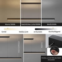 Pendul LED liniar Mikeru 150 cm pentru insula de bucătărie și dining, 3000K 4500K 6500K, reglabil 10-100%, cu telecomandă (fără baterii) 3