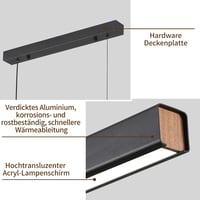 Pendul LED liniar Mikeru 150 cm pentru insula de bucătărie și dining, 3000K 4500K 6500K, reglabil 10-100%, cu telecomandă (fără baterii) 4