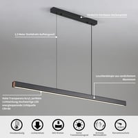 Pendul LED liniar Mikeru 150 cm pentru insula de bucătărie și dining, 3000K 4500K 6500K, reglabil 10-100%, cu telecomandă (fără baterii) 5