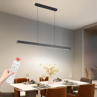 Mikeru Crna Viseća Blagovaonska Lampa 100 cm - S Daljinskim Upravljačem, Prigušiva, LED Stropna Rasvjeta Podesive Visine za Blagovaonicu, Rad... 1