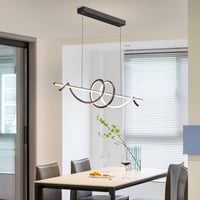 Mikeru LED Függőlámpa Spirál Dizájn 100 cm - Fekete Étkezőasztal Csillár Távirányítóval, Fényerő és Színhőmérséklet Szabályozás, 36W 5