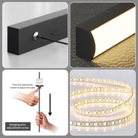 Mikeru LED Függőlámpa Spirál Dizájn 100 cm - Fekete Étkezőasztal Csillár Távirányítóval, Fényerő és Színhőmérséklet Szabályozás, 36W 6