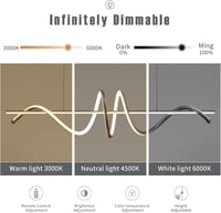 Mikeru LED Függőlámpa Spirál Dizájn 100 cm - Fekete Étkezőasztal Csillár Távirányítóval, Fényerő és Színhőmérséklet Szabályozás, 36W 4
