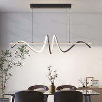 Mikeru LED Függőlámpa Spirál Dizájn 100 cm - Fekete Étkezőasztal Csillár Távirányítóval, Fényerő és Színhőmérséklet Szabályozás, 36W 7